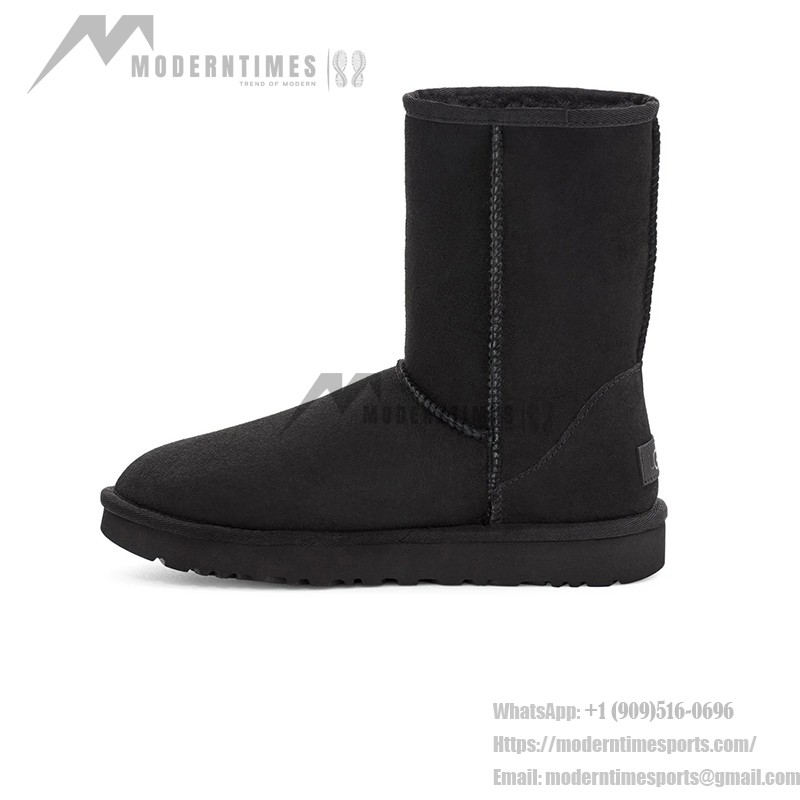 UGG Classic Short II Black Boots with Sheepskin Lining