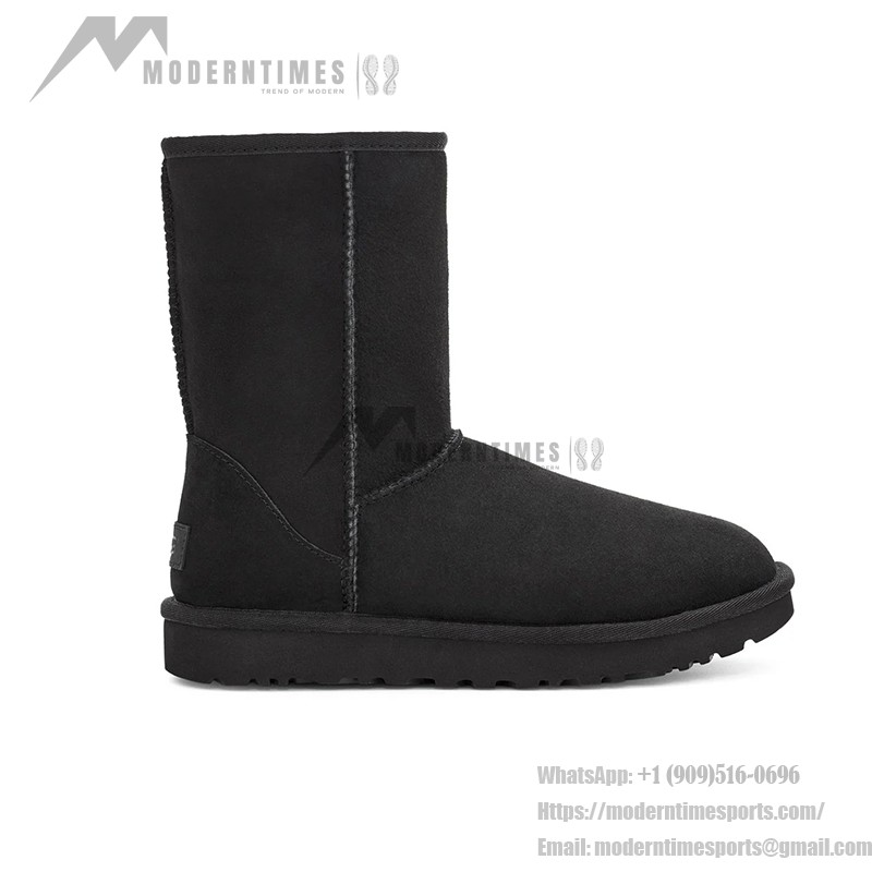 UGG Classic Short II Black Boots with Sheepskin Lining