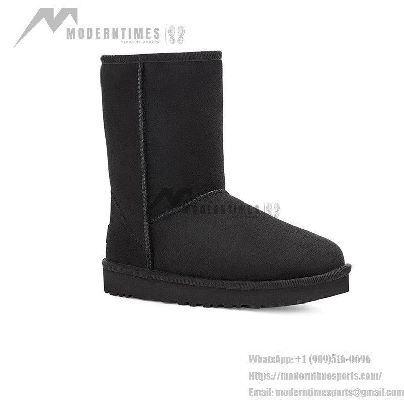 UGG Classic Short II Black Boots with Sheepskin Lining