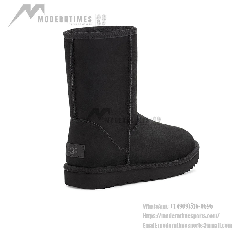 UGG Classic Short II Black Boots with Sheepskin Lining