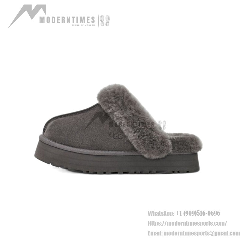 UGG Disquette Gray 1122550 Slippers - Sheepskin and Wool Lining for Comfort