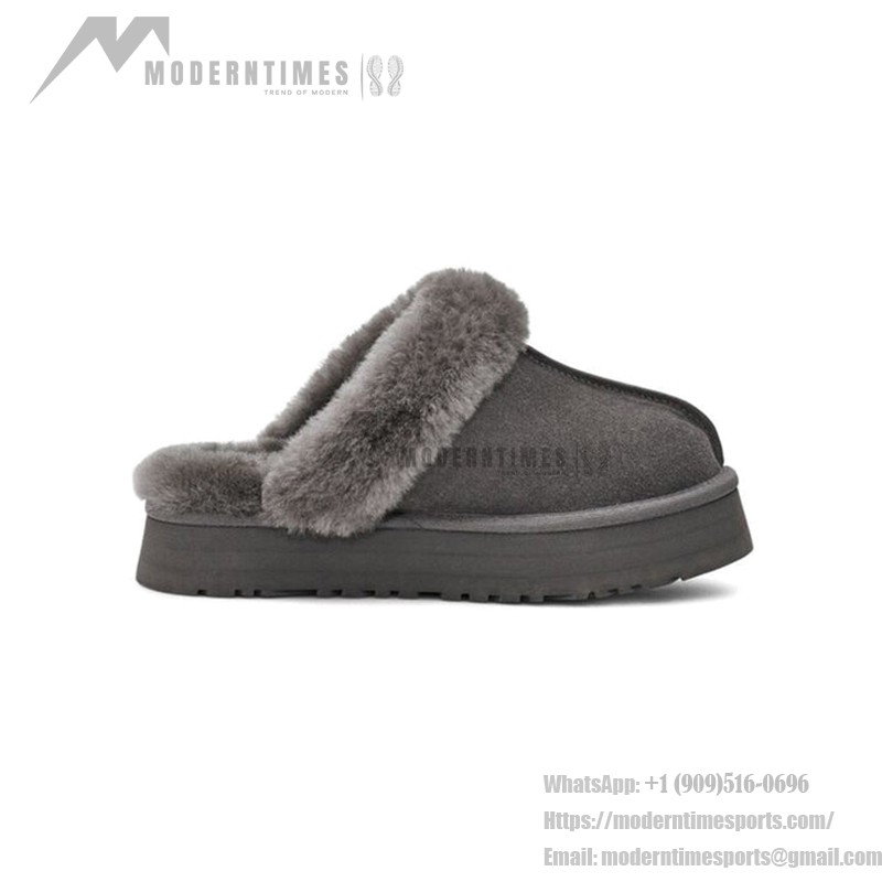 UGG Disquette Gray 1122550 Slippers - Sheepskin and Wool Lining for Comfort