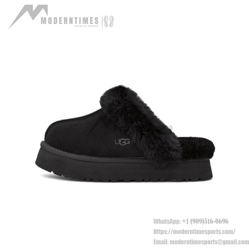 UGG Disquette Slipper Black with Sheepskin Lining