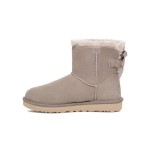 UGG ウィメンズ ミニ ベイリーボウ II グレー 1153611 - おしゃれなリボン付き快適なシープスキン アンクルブーツ