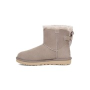 UGG 여성 미니 베일리 보우 II 그레이 1153611 - 스타일리시한 리본 디테일이 돋보이는 편안한 양털 앵클 부츠