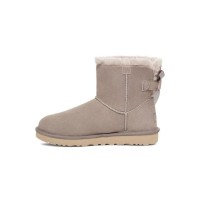 UGG 여성 미니 베일리 보우 II 그레이 1153611 - 스타일리시한 리본 디테일이 돋보이는 편안한 양털 앵클 부츠