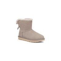 UGG Women's Mini Bailey Bow II Grey 1153611 - Cozy Sheepskin Ankle Boots with Stylish Bow Detail