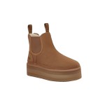 UGG レディース ニューメル プラットフォーム チェルシーブーツ チェスナット 1134526-CHE - シープスキン裏地付きスエードブーツ