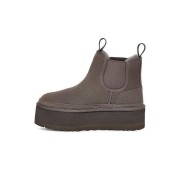 UGG Damen Neumel Platform Chelsea Stiefelette Grau 1134526-GRE - Stilvolle Chelsea-Stiefel aus Wildleder mit Schaffellfutter