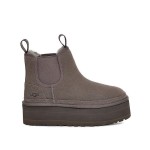 UGG Women's Neumel Platform Chelsea Boot in Grey with Sheepskin Lining