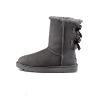 UGG Damen Bailey Bow II Stiefel Grau 1016225 - Stilvolle Wildlederstiefel mit Schaffellfutter und Schleifendetail