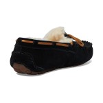 UGG Women's Dakota Slipper Black 5612 with Sheepskin Lining and Leather Bow