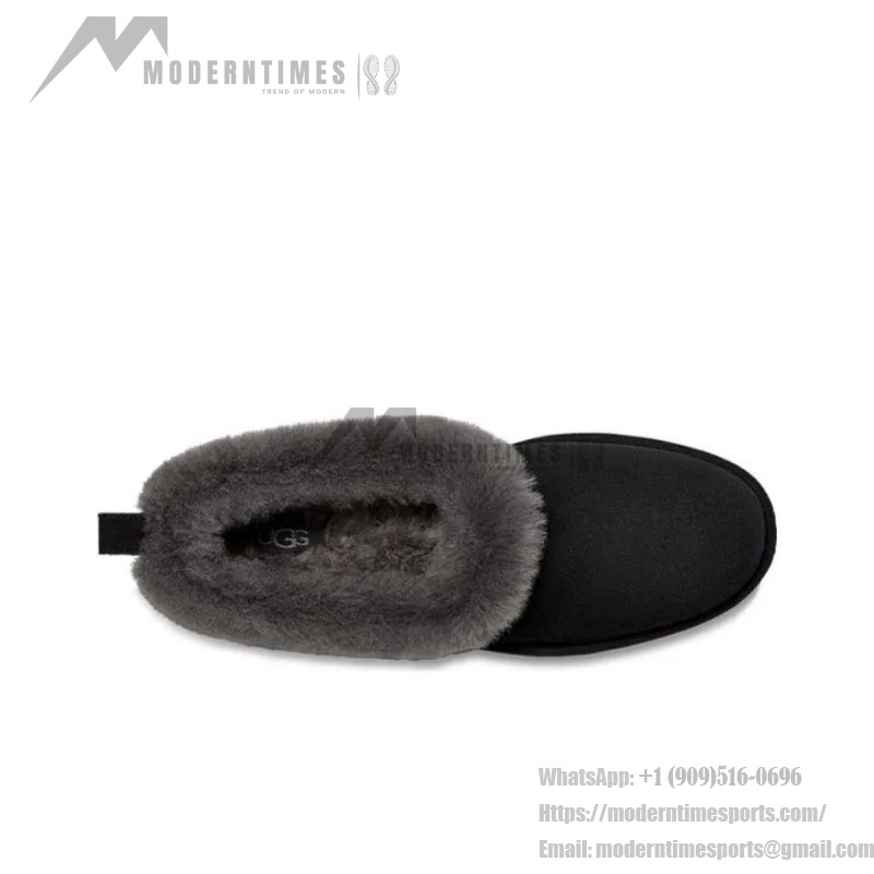 UGG Women's Platform Moccasin 1166733 in Black with Fold-Over Sheepskin Collar