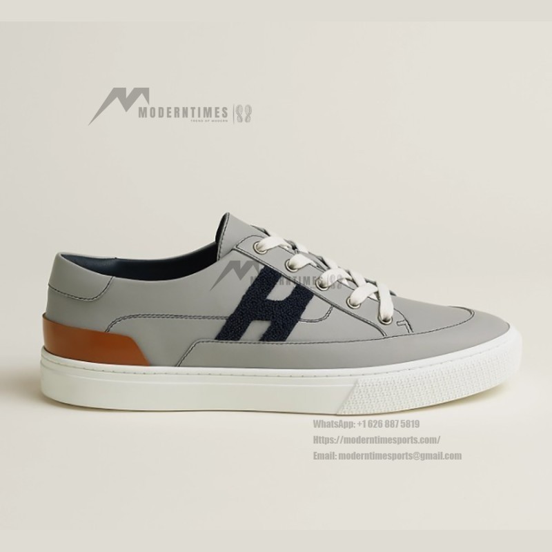 HERMES grey leather low-top sneakers unisex luxury designer shoes