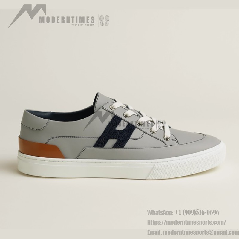 HERMES grey leather low-top sneakers unisex luxury designer shoes