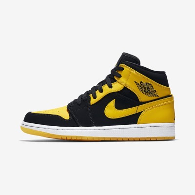 Air Jordan 1 Mid “New Love” 554724-035 – Classic Design with Bold Yellow and Black Colorway