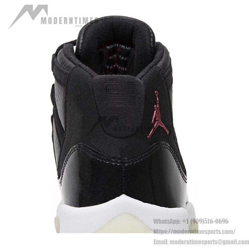 Air Jordan 11 Retro ‘Bred’ 378038-002 Black Sneakers with Red Jumpman Logo and Translucent Outsole