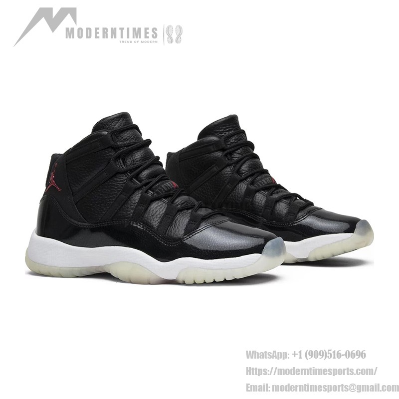 Air Jordan 11 Retro ‘Bred’ 378038-002 Black Sneakers with Red Jumpman Logo and Translucent Outsole