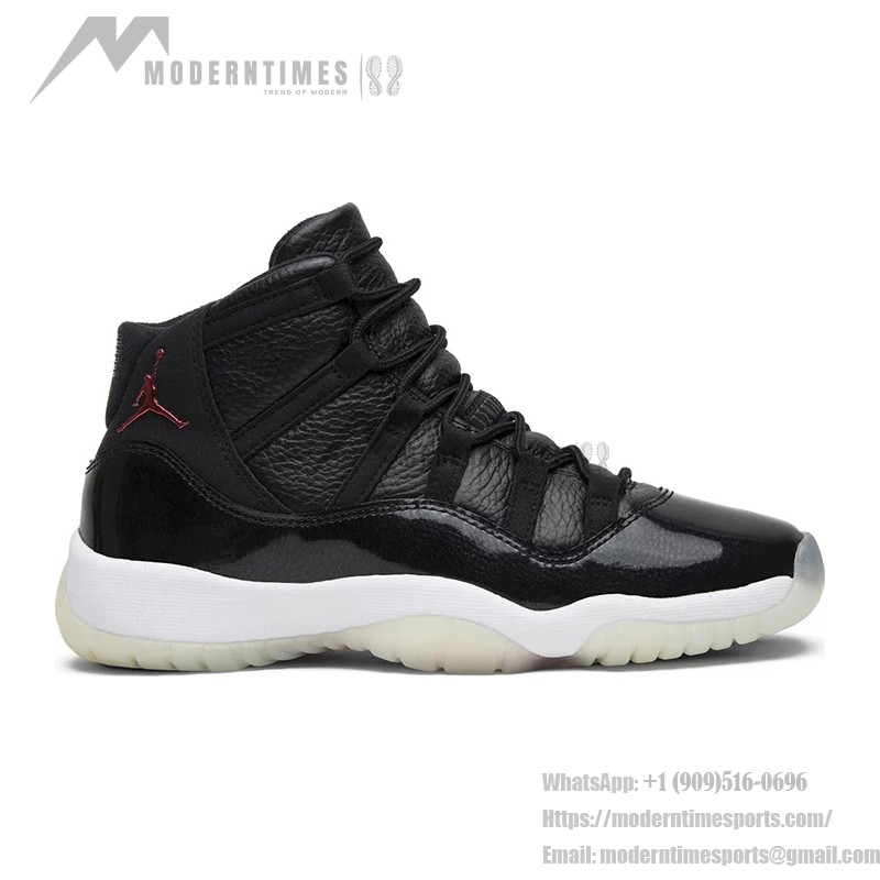 Air Jordan 11 Retro ‘Bred’ 378038-002 Black Sneakers with Red Jumpman Logo and Translucent Outsole