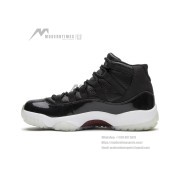 Air Jordan 11 Retro ‘72-10’ 378037-002 - Black Leather Sneakers with Red Jumpman Logo & Translucent Outsole