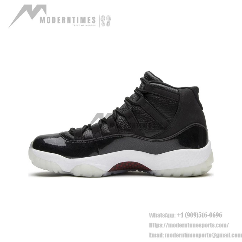 Air Jordan 11 Retro '72-10' 378037-002 Schwarze Ledersneaker mit Rotem Jumpman-Logo und Transparenter Außensohle