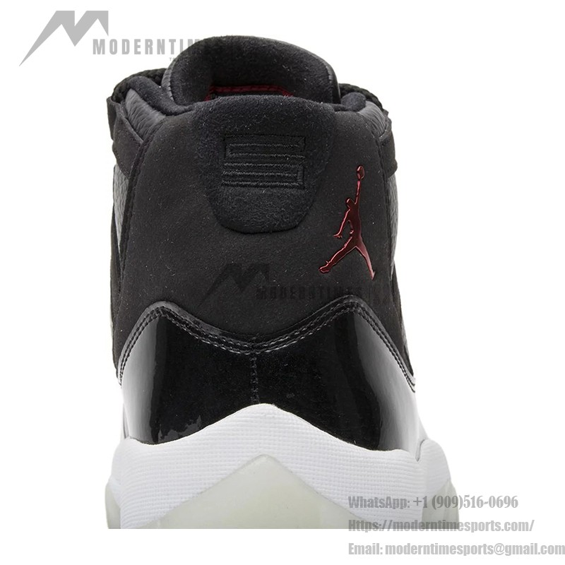 Air Jordan 11 Retro '72-10' 378037-002 Schwarze Ledersneaker mit Rotem Jumpman-Logo und Transparenter Außensohle