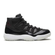 Air Jordan 11 Retro '72-10' 378037-002 - Schwarze Ledersneaker mit Rotem Jumpman-Logo & Transparenter Außensohle