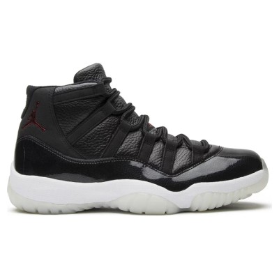 Air Jordan 11 Retro ‘72-10’ 378037-002 - Black Leather Sneakers with Red Jumpman Logo & Translucent Outsole