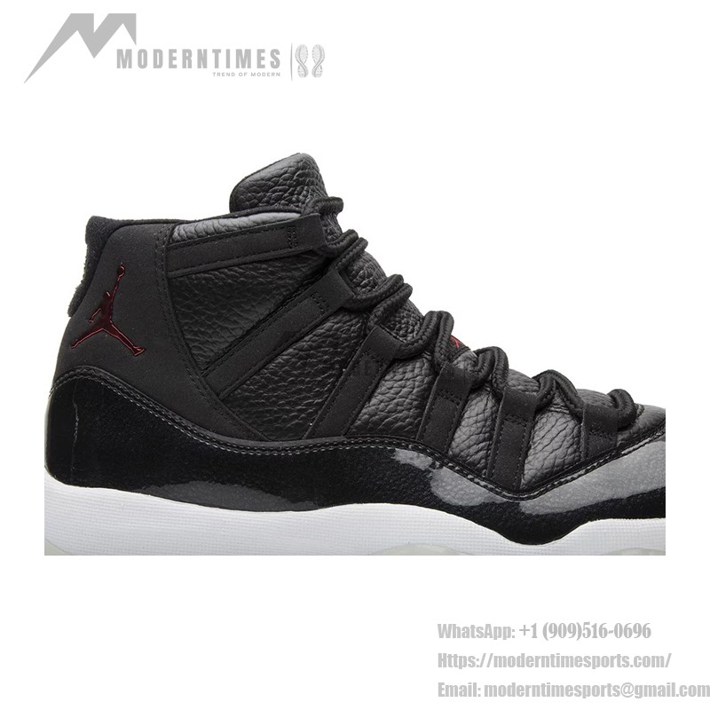 Air Jordan 11 Retro '72-10' 378037-002 Schwarze Ledersneaker mit Rotem Jumpman-Logo und Transparenter Außensohle