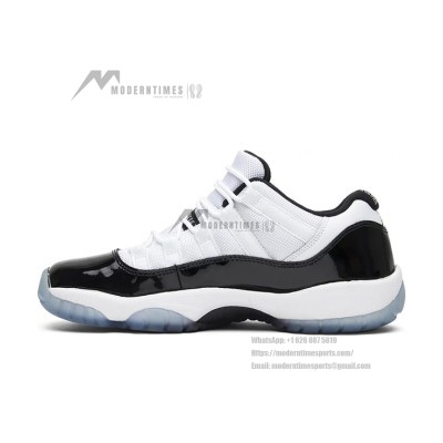 Air Jordan 11 Low 528896-153 - White Sneakers with Black Patent Leather & Icy Blue Outsole