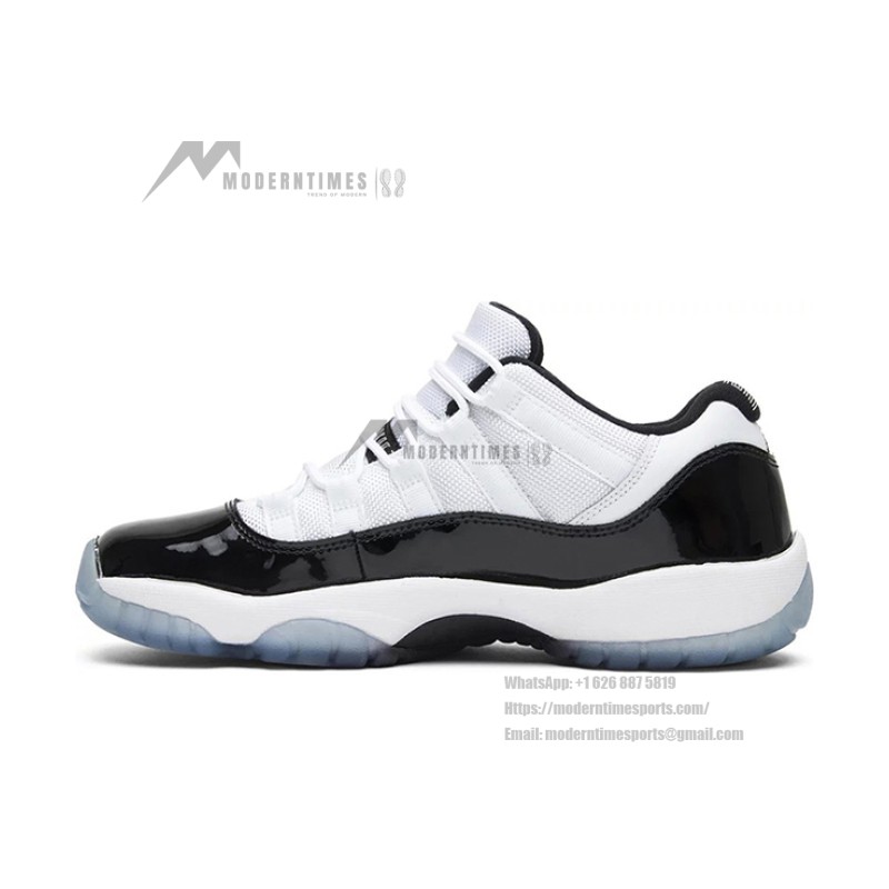Air Jordan 11 Low 528896-153 White Sneakers with Black Patent Leather and Icy Blue Outsole