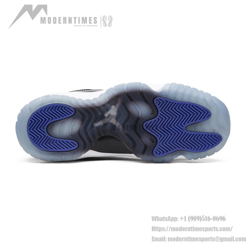 Air Jordan 11 Low 528896-153 White Sneakers with Black Patent Leather and Icy Blue Outsole