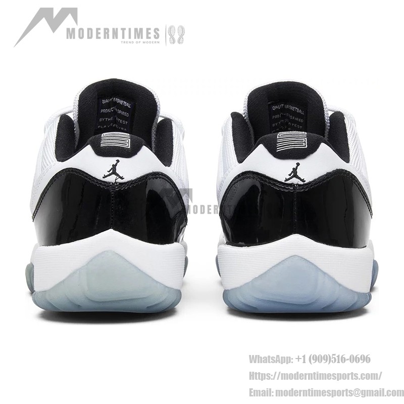 Air Jordan 11 Low 528896-153 White Sneakers with Black Patent Leather and Icy Blue Outsole