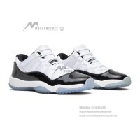 Air Jordan 11 Low 528896-153 - White Sneakers with Black Patent Leather & Icy Blue Outsole