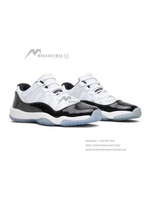 Air Jordan 11 Low 528896-153 - White Sneakers with Black Patent Leather & Icy Blue Outsole