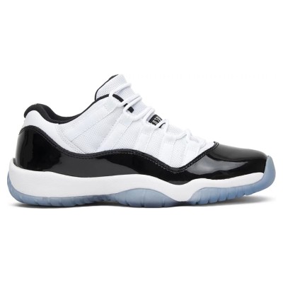 Air Jordan 11 Low 528896-153 - White Sneakers with Black Patent Leather & Icy Blue Outsole