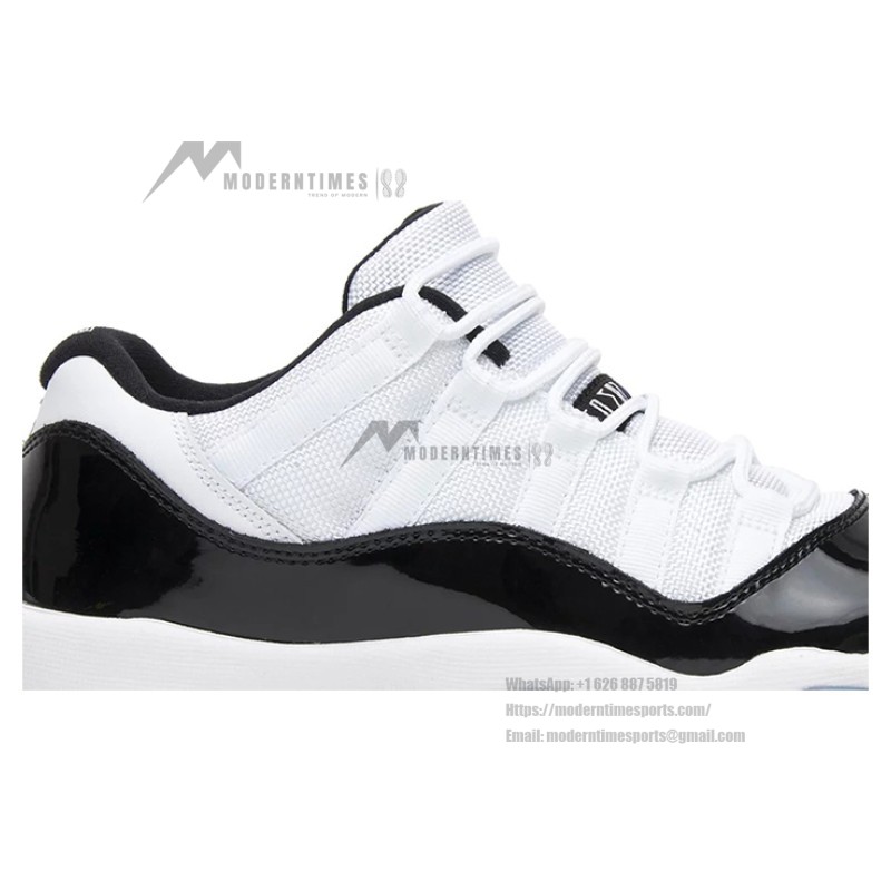 Air Jordan 11 Low 528896-153 White Sneakers with Black Patent Leather and Icy Blue Outsole