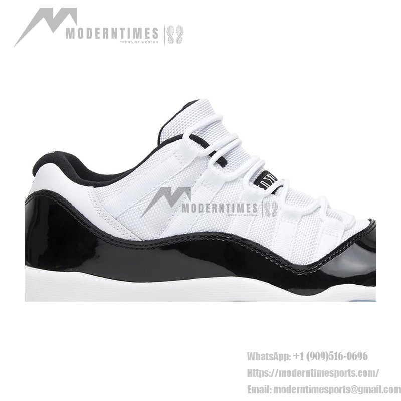 Air Jordan 11 Low 528896-153 White Sneakers with Black Patent Leather and Icy Blue Outsole