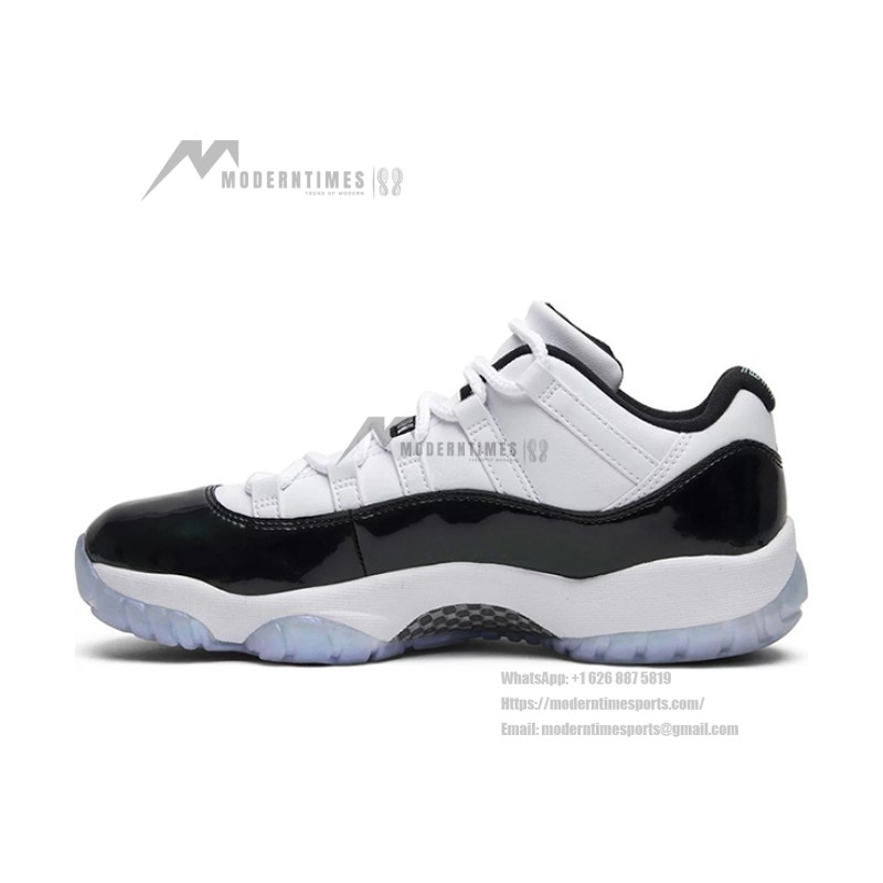 Air Jordan 11 Low ‘Concord’ 528895-145 White and Black Sneakers with Patent Leather and Icy Blue Outsole
