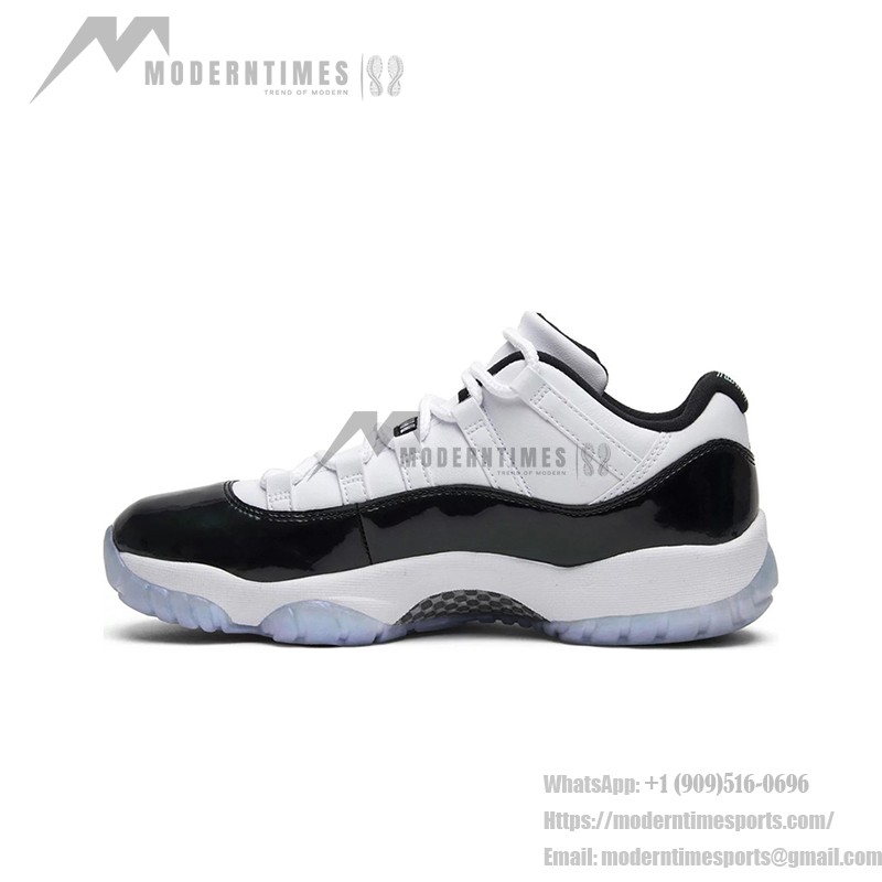 Air Jordan 11 Low ‘Concord’ 528895-145 White and Black Sneakers with Patent Leather and Icy Blue Outsole