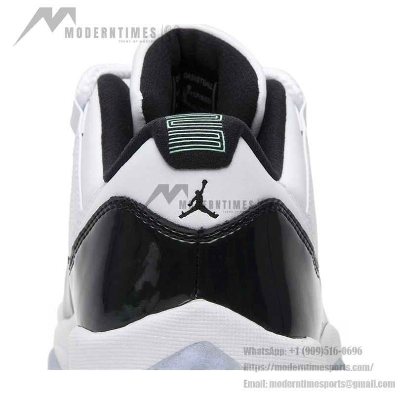 Air Jordan 11 Low ‘Concord’ 528895-145 White and Black Sneakers with Patent Leather and Icy Blue Outsole