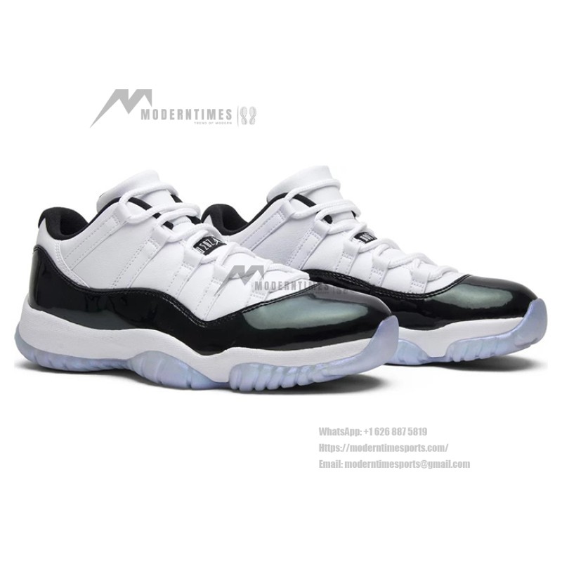 Air Jordan 11 Low ‘Concord’ 528895-145 White and Black Sneakers with Patent Leather and Icy Blue Outsole