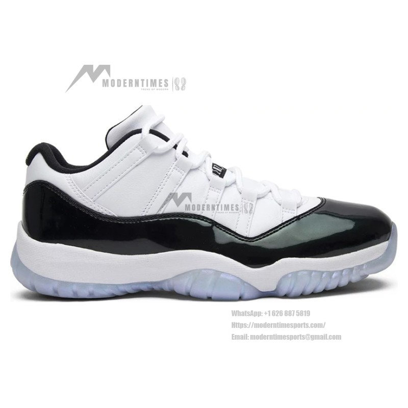 Air Jordan 11 Low ‘Concord’ 528895-145 White and Black Sneakers with Patent Leather and Icy Blue Outsole