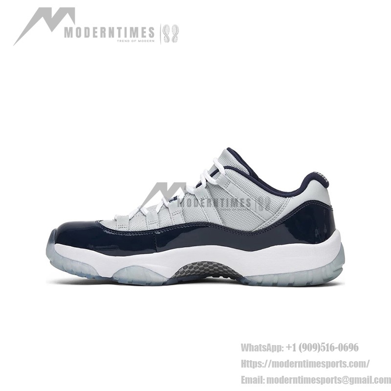 Air Jordan 11 Low ‘Cement Grey’ 528895-007 Cement Grey and Navy Sneakers with Patent Leather and Icy Blue Outsole