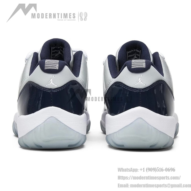 Air Jordan 11 Low ‘Cement Grey’ 528895-007 Cement Grey and Navy Sneakers with Patent Leather and Icy Blue Outsole