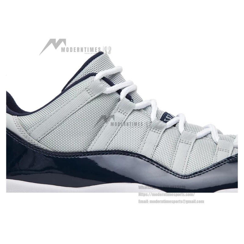 Air Jordan 11 Low ‘Cement Grey’ 528895-007 Cement Grey and Navy Sneakers with Patent Leather and Icy Blue Outsole