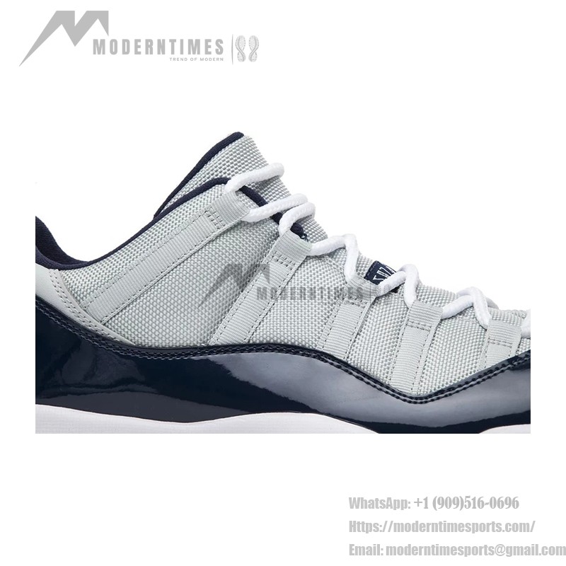 Air Jordan 11 Low ‘Cement Grey’ 528895-007 Cement Grey and Navy Sneakers with Patent Leather and Icy Blue Outsole