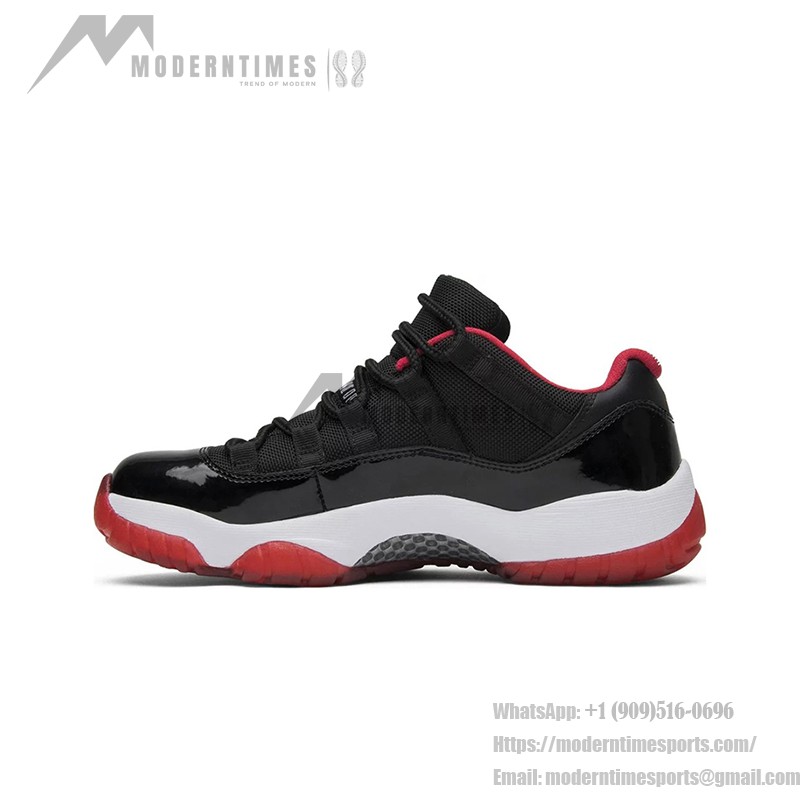 Air Jordan 11 Low ‘Bred’ 528895-012 - Black, Red & White Sneakers with Patent Leather Finish