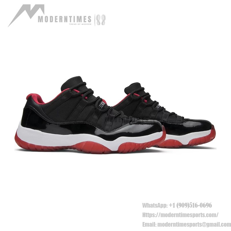 Air Jordan 11 Low ‘Bred’ 528895-012 - Black, Red & White Sneakers with Patent Leather Finish