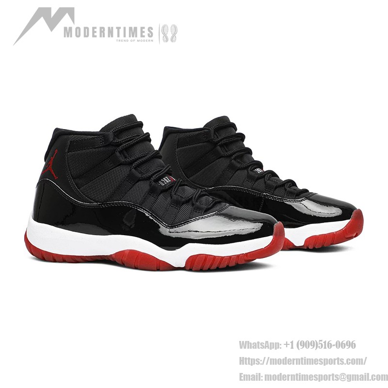 Air Jordan 11 Retro 'Bred' 378037-061 - Black and Red Sneakers with Patent Leather Finish